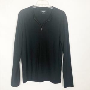 Alfani Men's 1/4 Zip Black Pullover Knit Sweater M